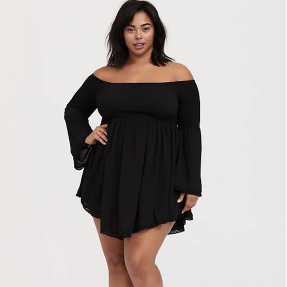 torrid Other - Torrid Black Gauze Off Shoulder Swim Cover up, 3X